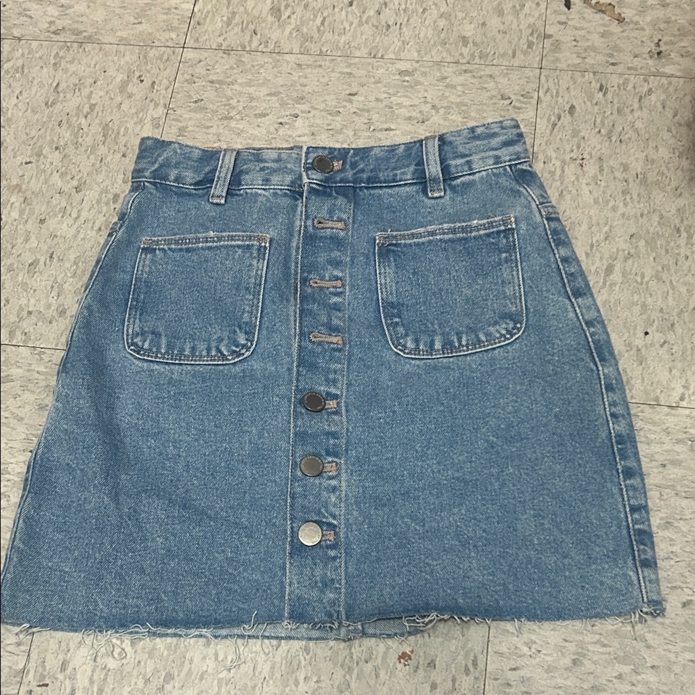 Zara Blue Denim A-Line Skirt